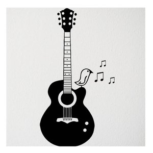 Adesivo Violão Música Canário Pássaro
