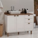 Ver imagem 1 de Gabinete para Banheiro 100% MDF 2 Portas 3 Gavetas Modelo Americano Provençal Iluminata Branco/Ébano