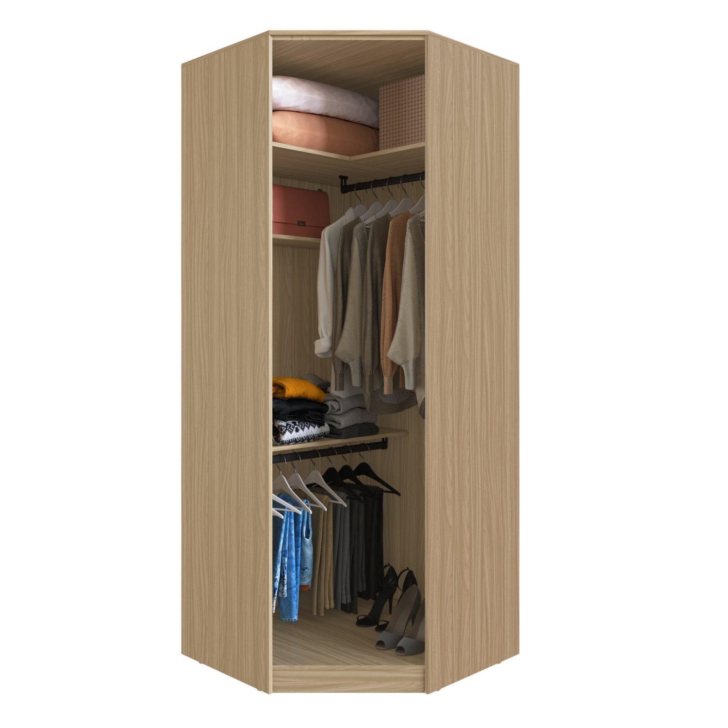 Guarda Roupa Modular Canto 1 Porta 3 Prateleiras Nancy - 4