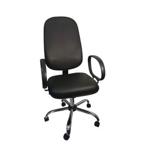 Cadeira Escritório Presidente Slin Corino Base Cromada:preto