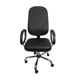 Cadeira Escritório Presidente Slin Corino Base Cromada:preto - 2