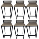 Ver imagem 1 de Kit 6 Banquetas Alta Encosto Junco Café Assento Marrom