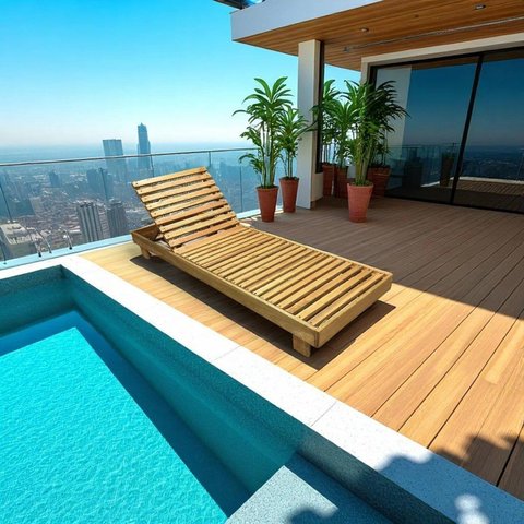 Espreguiçadeira de Piscina Reclinável de Madeira Maciça Tropical Madeiral Marrom