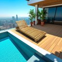 Ver imagem 1 de Espreguiçadeira de Piscina Reclinável de Madeira Maciça Tropical Madeiral