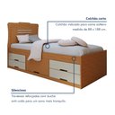 Ver imagem 4 de Cama Solteiro com 5 Gavetas em MDF Júlia Cinamomo/Off White Marrom