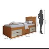 Cama Solteiro com 5 Gavetas em MDF Júlia Cinamomo/Off White - 5