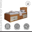 Ver imagem 2 de Cama Solteiro com 5 Gavetas em MDF Júlia Cinamomo/Off White