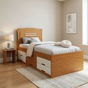 Ver imagem 1 de Cama Solteiro com 5 Gavetas em MDF Júlia Cinamomo/Off White Marrom