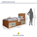 Ver imagem 3 de Cama Solteiro com 5 Gavetas em MDF Júlia Cinamomo/Off White Marrom