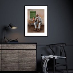 Quadro Umbanda Preto Velho - 60x48cm:madeira Branca - 2