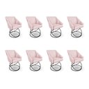 Ver imagem 1 de Kit 8 Poltronas Luxo Alana Suede Rosa Bebê Base Luxo Preto - Pallazio