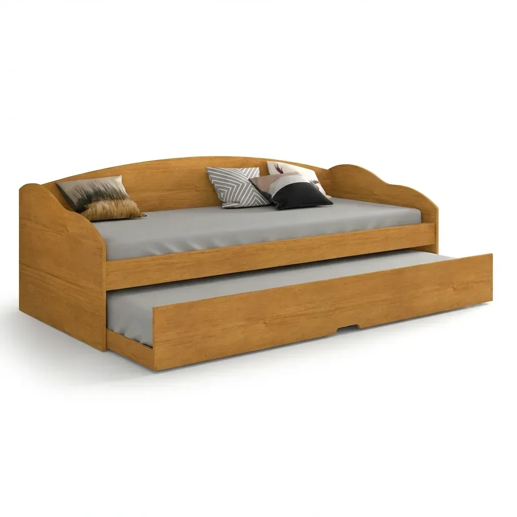 Bicama Solteiro Sofá Cama com Rodízios em MDF Funny Cinamomo - 2