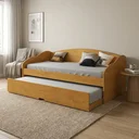 Ver imagem 1 de Bicama Solteiro Sofá Cama com Rodízios em MDF Funny Cinamomo Marrom