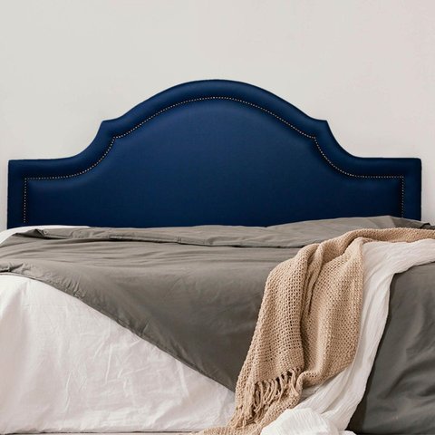 Cabeceira Casal Estofada para Cama Box Provençal Luxo com Tachas 140x60cm Azul