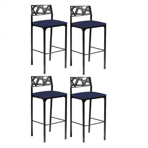 Kit 4 banquetas Eliza Gourmet Azul Marinho-Gat Magazine