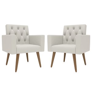 Kit 2 Poltronas Thais Premium: Branco/corino