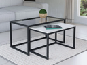 Ver imagem 1 de Conjunto Mesa de Centro Industrial 84cm e 80cm Aço Preto Duo Vidro Don Castro Decor