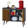 Aparador Buffet Balcão Compacto 90 cm Multiuso Decoração Sala Escritório Wood New- Cinza/Ripado - 5