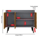 Ver imagem 6 de Aparador Buffet Balcão Compacto 90 cm Multiuso Decoração Sala Escritório Wood New- Cinza/Ripado