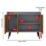 Aparador Buffet Balcão Compacto 90 cm Multiuso Decoração Sala Escritório Wood New- Cinza/Ripado - 6