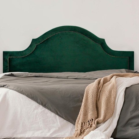 Cabeceira Casal Estofada para Cama Box Provençal Luxo com Tachas 140x60cm Verde