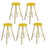 Kit 05 Banqueta Alta Lari Eiffel Hexágono Bancada Bar Balcão Bistrô Ferro Dourado Suede Amarelo - 1