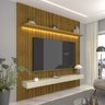 Home para TV Impressão Ripado 3D com LED Requinte 180 Naturale Off White - Gelius - 1