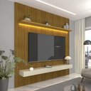 Ver imagem 1 de Home para TV Impressão Ripado 3D com LED Requinte 180 Naturale Off White - Gelius