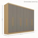 Ver imagem 3 de Guarda-Roupa Casal Modulado Canto com Espelho 15 Portas 6 Gavetas Multimóveis Madeirado/Cinza
