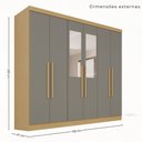 Ver imagem 5 de Guarda-Roupa Casal Modulado Canto com Espelho 15 Portas 6 Gavetas Multimóveis Madeirado/Cinza