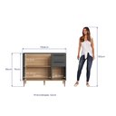 Ver imagem 4 de Balcão de Cozinha 120cm 3 Portas 2 Gavetas Espaço Cuba ou Tampo Isabelle Cinza/Freijó/Grafite