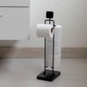 Suporte Porta Rolo Papel Higiênico Chão - Preto - 2