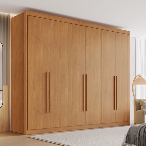 Guarda Roupa Casal MDF 6 Portas 8 Gavetas Bergamo