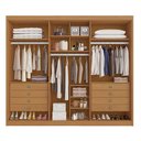 Ver imagem 5 de Guarda Roupa Casal 6 Portas 8 Gavetas Bergamo 100% MDF Bege/Cinamomo/Off White