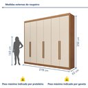 Ver imagem 5 de Guarda Roupa Casal MDF 6 Portas 8 Gavetas Bergamo