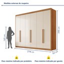 Ver imagem 4 de Guarda Roupa Casal 6 Portas 8 Gavetas Bergamo 100% MDF Bege/Cinamomo/Off White