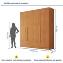 Ver imagem 4 de Guarda Roupa Casal 4 Portas 3 Gavetas 100% MDF Roma Cinamomo Marrom