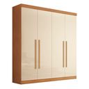 Ver imagem 3 de Guarda Roupa Casal 4 Portas 3 Gavetas 100% MDF Roma Cinamomo e Off White Marrom