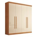 Ver imagem 3 de Guarda Roupa Casal 4 Portas 3 Gavetas 100% MDF Roma Cinamomo e Off White Marrom