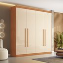 Ver imagem 1 de Guarda Roupa Casal 4 Portas 3 Gavetas 100% MDF Roma Cinamomo e Off White Marrom