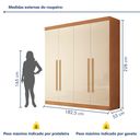 Ver imagem 4 de Guarda Roupa Casal 4 Portas 3 Gavetas 100% MDF Roma Cinamomo e Off White Marrom