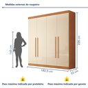 Ver imagem 4 de Guarda Roupa Casal 4 Portas 3 Gavetas 100% MDF Roma Cinamomo e Off White Marrom