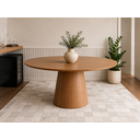 Ver imagem 1 de Mesa de Jantar Oval 160x90cm em MDF Freijó - Base Cone