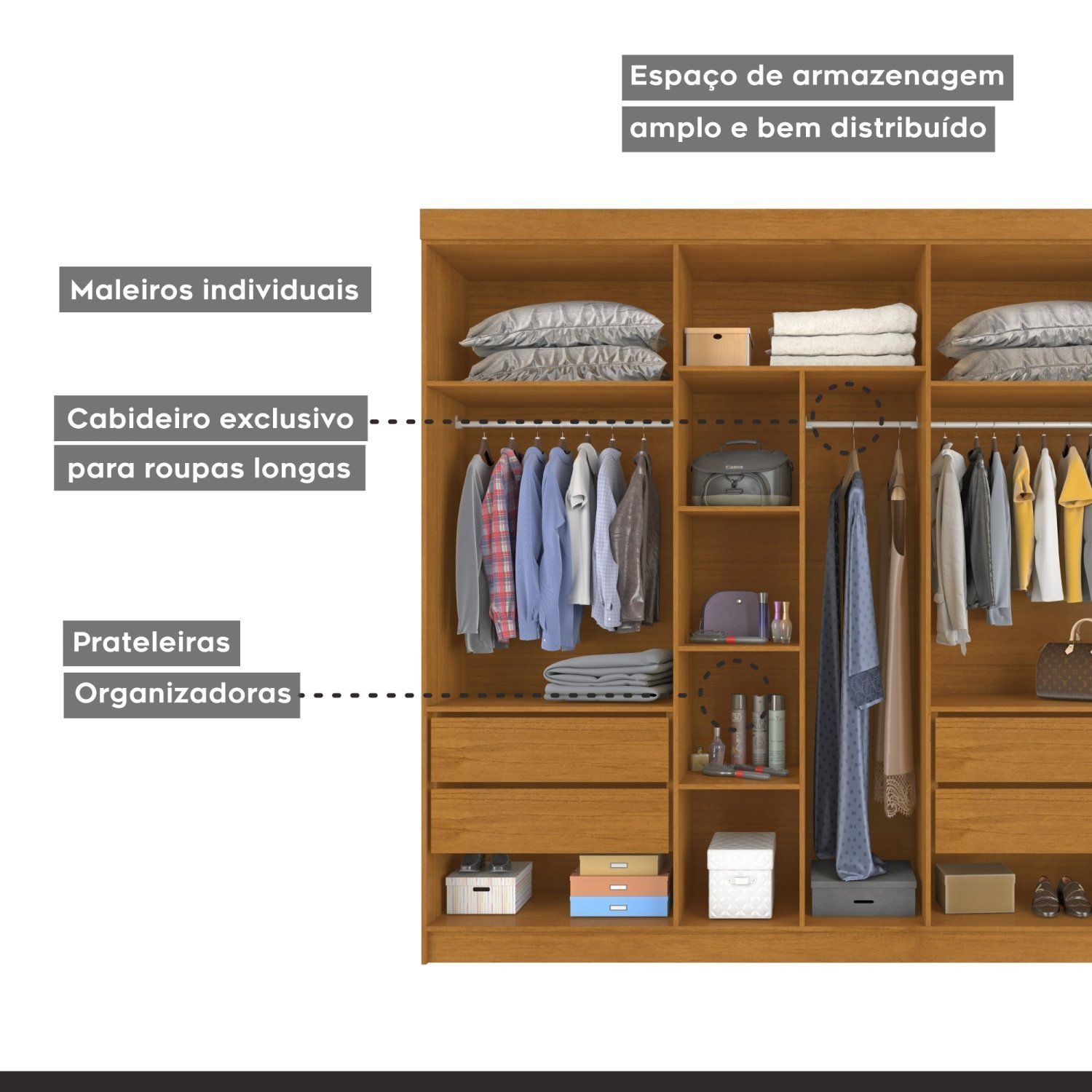 Guarda Roupa Casal 6 Portas 4 Gavetas França - 5