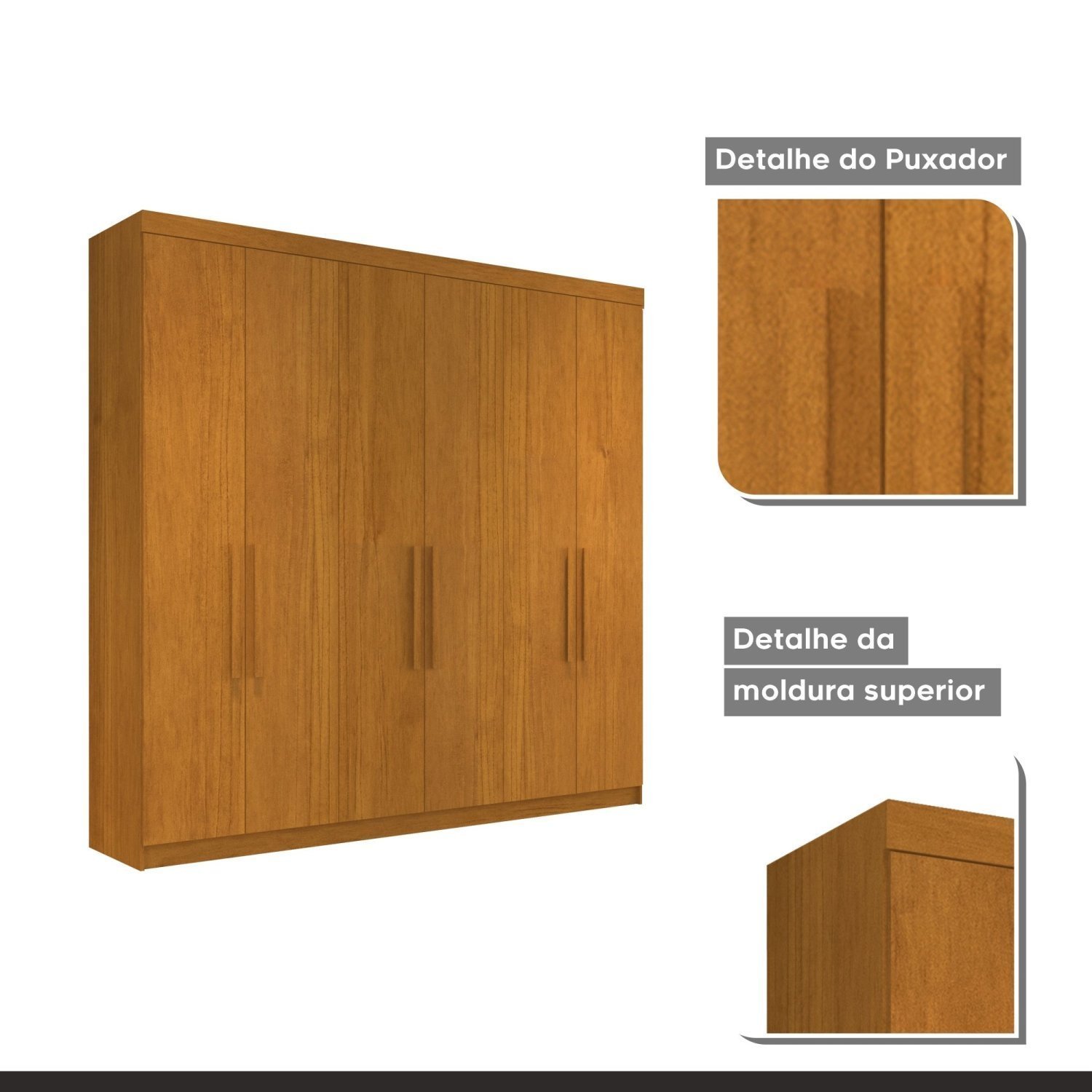 Guarda Roupa Casal 6 Portas 4 Gavetas França - 7