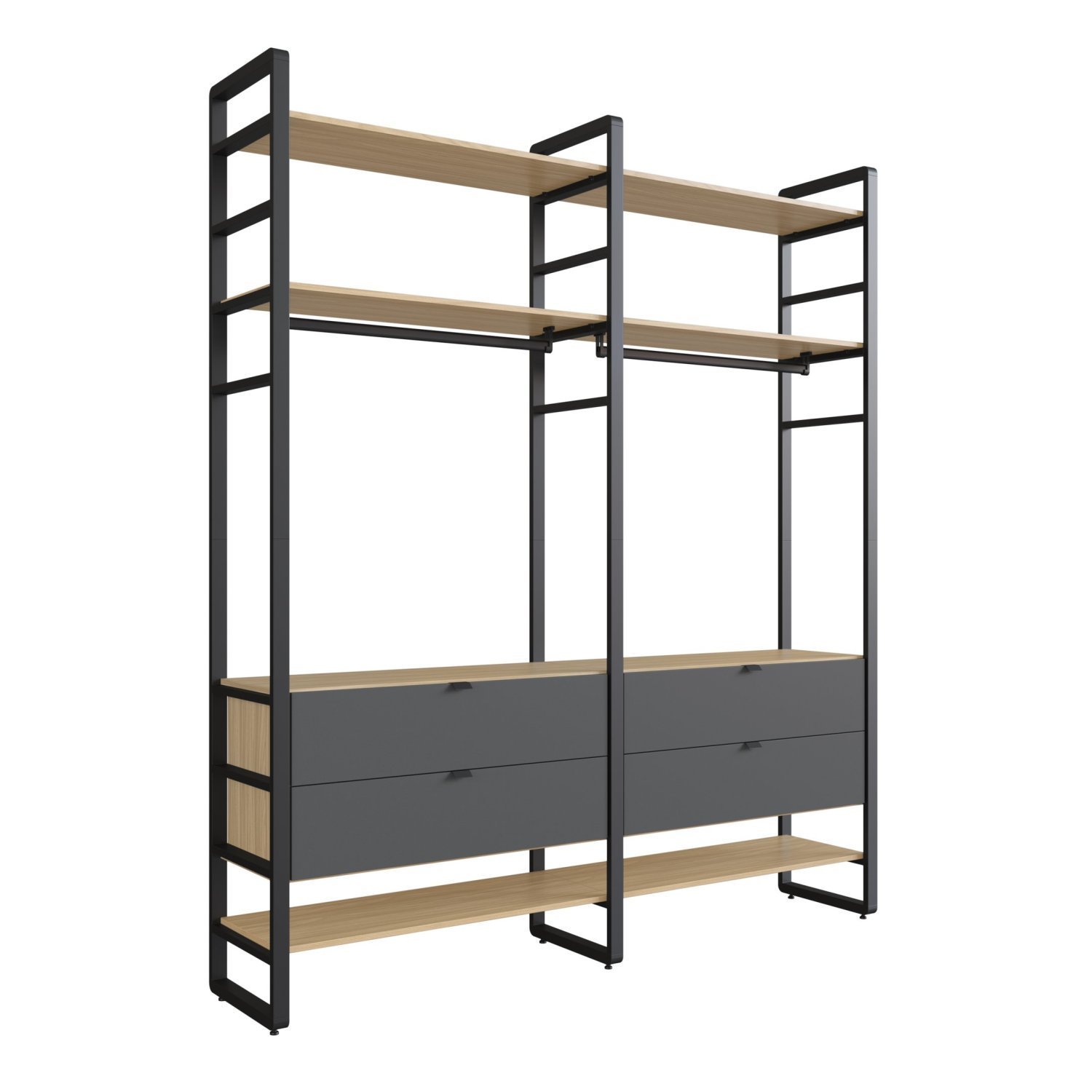 Modulo Industrial Duplo 6 Prateleiras 4 Gavetas Nancy - 2