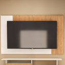 Ver imagem 1 de Painel para TV até 55" 147cm - Branco com Detalhe Cor Madeira Byhouse