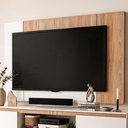 Ver imagem 2 de Painel para TV até 55" 147cm - Branco com Detalhe Cor Madeira Byhouse