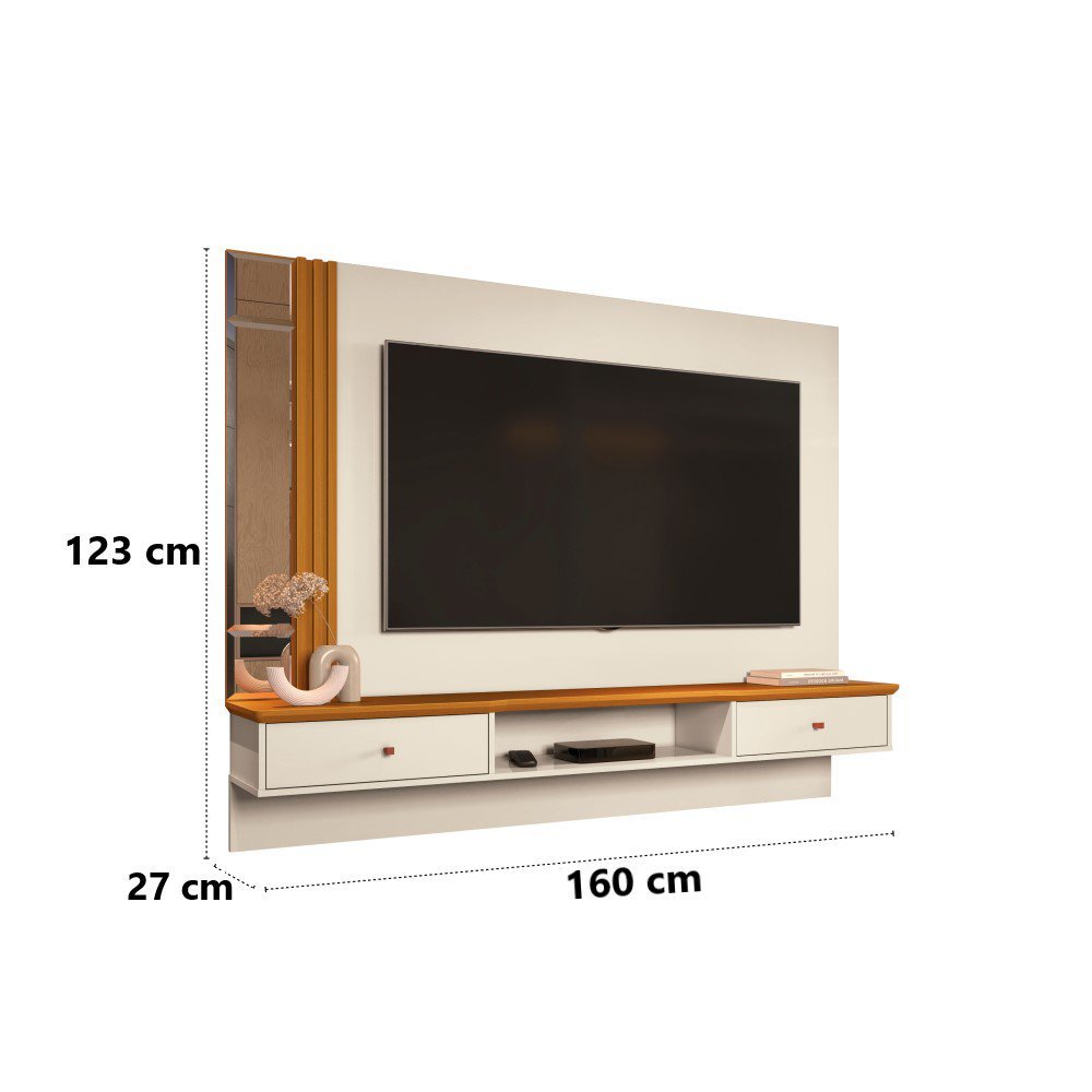 Painel Suspenso Arezzo para Tv Ate 55'' 2 Portas Off White/cedro Edn Moveis - 2