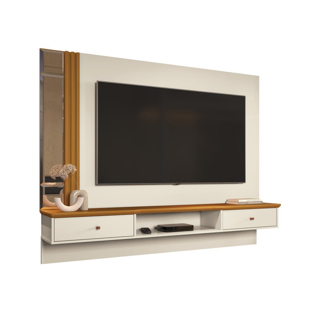 Painel Suspenso Arezzo para Tv Ate 55'' 2 Portas Off White/cedro Edn Moveis - 4